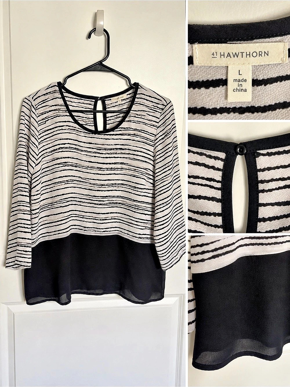 41 Hawthorn Striped Blouse in Black & White Like New